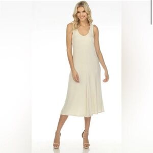 NWT Johnny Was Calme Throw-On Racerback Cozy Midi Dress Ecru Medium NEW